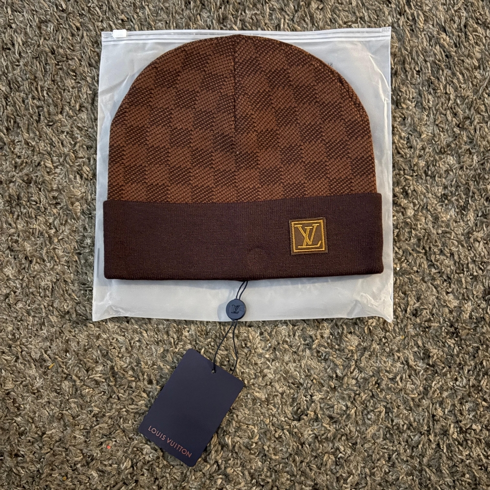 Louis Vuitton Brown Checkered Beanie